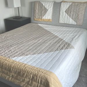 West Elm California King quilt and matching euro shams